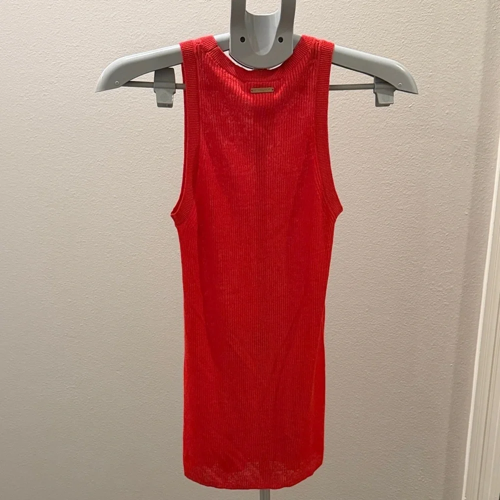 Michael Kors Vibrant Orange Red sleeveless blouse